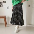 Polka-dot Pleated Maxi Skirt
