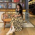 Short-sleeve T-shirt / Floral Print Overall Dress