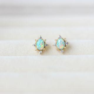 Opal Rhinestone Sterling Silver Earring