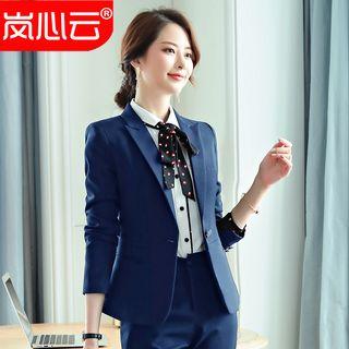 Blazer / Dress Pants / Pencil Skirt / Contrast Trim Shirt / Set