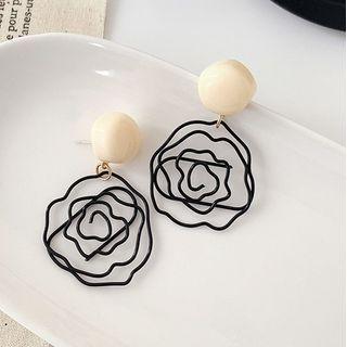 Perforated Rose Ear Stud / Clip On Earring