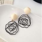 Perforated Rose Ear Stud / Clip On Earring
