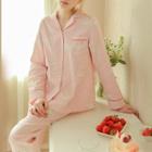 Loungewear Set: Swan Print Long-sleeve Top + Pants