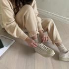 Cashmere Blend Knit Jogger Pants Light Beige - One Size