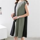 Cap-sleeve Two-tone Shift Dress