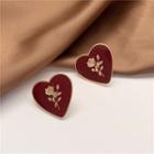 Rose Heart Earring 1 Pair - Ear Studs - One Size