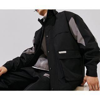 Two-tone Applique Zip Jacket