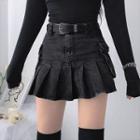 High-waist Cargo Pleated Mini Skirt