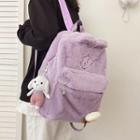 Bear Embroidered Fluffy Backpack