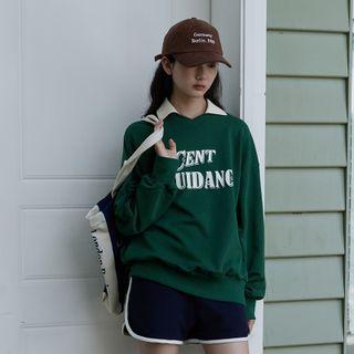 Collar Lettering Sweatshirt