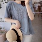 Tassel-hem Appliqu  T-shirt