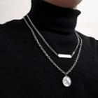 Double Layered Pendant Necklace As Shown In Figure - One Size