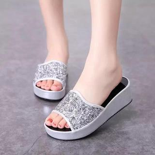 Rhinestone Platform Slide Sandals