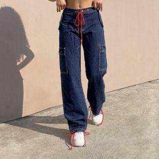Plain Cargo Straight Cut Jeans