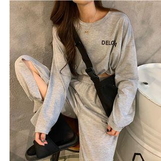 Lettering Long-sleeve T-shirt / Sweatpants