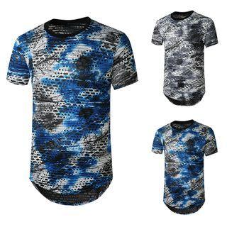 Short-sleeve Printed Perforated T-shirt