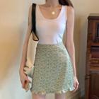 Plain Tank Top / Floral A-line Skirt