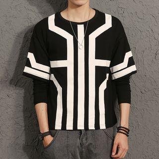 Mock Two Piece Contrast Trim Long Sleeve T-shirt