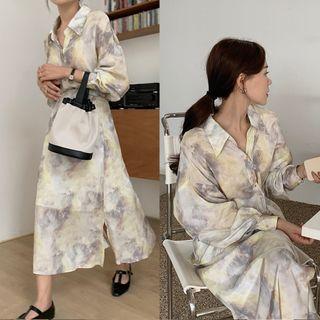Set: Tie Dye Shirt + Midi A-line Skirt