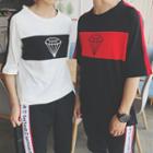 Short-sleeve Diamond Print Couple Matching T-shirt / Sweatpants