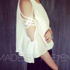 3/4-sleeve Shoulder Cut Out Chiffon Top
