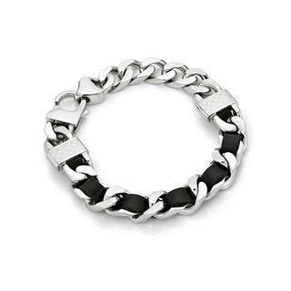 Black Leather Screw Bracelet (s) Black - S