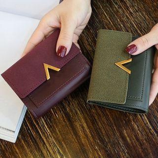 Faux Leather Paneled Short Wallet