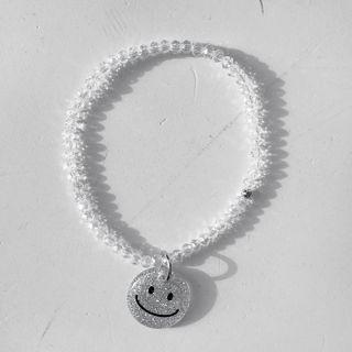 Glittered-smiley Beaded Bracelet Ivory - One Size