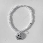 Glittered-smiley Beaded Bracelet Ivory - One Size