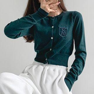Logo Embroidered Cropped Cardigan
