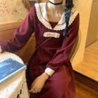 Long-sleeve Doll-collar Midi Dress