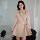 Plain Mini A-line Blazer Dress With Belt