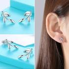 925 Sterling Silver Leaf Stud Earring 1 Pair - 925 Silver - One Size