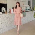 Round-neck Crinkled Tiered Dress