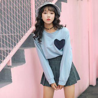 Color Block Heart Paneled Sweatshirt