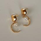 Faux Pearl Ear Stud 1 Pair - Champagne Plating - One Size