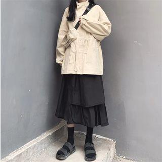 Zip Jacket / Midi Layered Skirt
