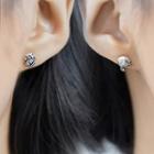 925 Sterling Silver Non-matching Rhinestone Stud Earring Earring - Silver - One Size