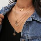 Star Coin & Cross Pendant Layered Necklace 2112 - Gold - One Size