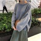 Tie-back Sweater / Midi Pleated Skirt