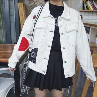 Applique Pocket-accent Buttoned Denim Jacket
