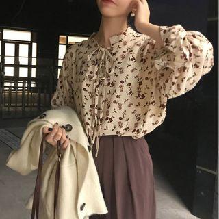 Floral Print Balloon-sleeve Blouse