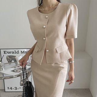 Office Look Pearly-button Jacket