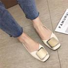 Faux-leather Square Buckled Flats