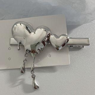Heart Hair Clip 1pc - Silver - One Size