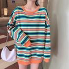 Round-neck Striped Long-sleeve Sweater