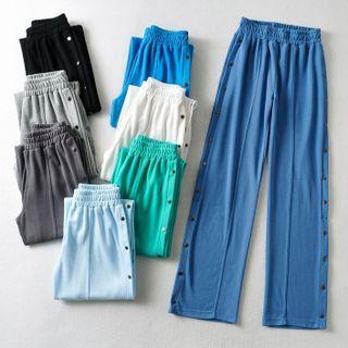 Side-button Wide-leg Sweatpants