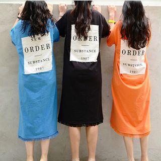 Applique Midi Short-sleeve T-shirt Dress
