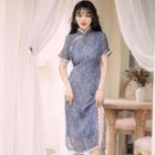 Traditional Chinese Short-sleeve Chiffon Qipao Dress