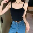 Front-zip Cropped Knit Camisole Top
